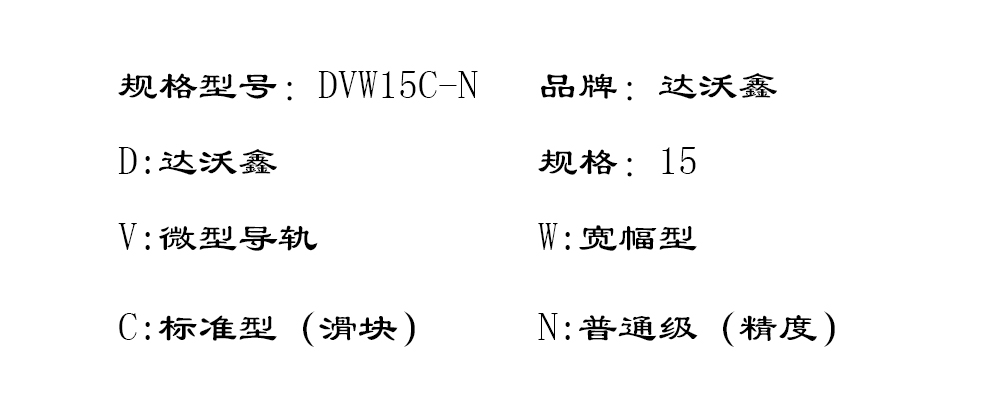 DVW15C-N寬幅微型導軌型號圖片